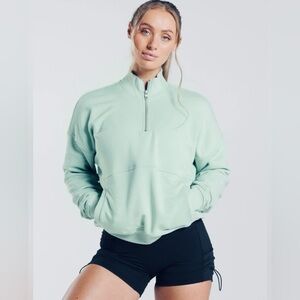Gymshark Legacy 1/4 Zip Light Green Cropped Sweatshirt Women's Size Medium